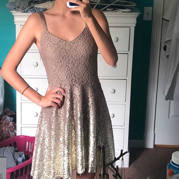 NWOT Free People golden dress - Picture 2 of 8